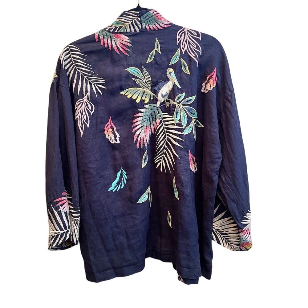 Johnny Was Kaluhi Embroidered Floral Cropped Kimono Vibrant Boho Chic Multicolor - Picture 2 of 8